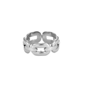 Elegant silver stainless steel interlocking chain link adjustable open ring - Silver Classic Chain