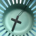 Dark brown wooden cross pendant with black bead chain necklace for men and women - Black Cross