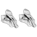 Detalle de pendientes de acero inoxidable chapados en 18k con diseño fluido moderno - D210-S Plata Fluido Arrugado / Plateado