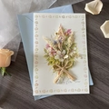 Handmade thank you card with pink dried flowers and a blue envelope for graduation - Style 2-Wish For You Pink Bouquet