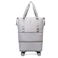 Gray expandable travel bag with 360-degree wheels and waterproof dry-wet separation - Gray
