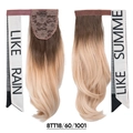 Brown to light blonde ombre ponytail hair extension with black and white ribbon - 8TT18/60/1001 (Brown to Blonde Ombre)