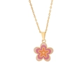 Goldene Halskette mit rosa und orangefarbenem Emaille-Blumenanhänger auf weißem Hintergrund - Blumen-Stil(4#)