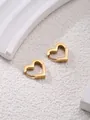 Minimalist 18K gold-plated titanium steel heart-shaped hoop earrings for women - Gold Hollow Heart Huggie
