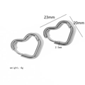 Polished silver heart-shaped stainless steel earrings with size 23mm and 20mm specs - Silver Heart Dangle Style (13-TE6029-19-S)