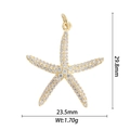 Detailed size view of gold starfish pendant with cubic zirconia, 29.8mm height and 1.7g weight - Large Starfish (DZ-1759)