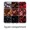 Scatola da 9 scomparti con paillettes a scaglie colorate per cucito fai-da-te e ricamo - 5mm (5g Per Scomparto) / Scatola 16