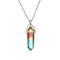 Collier avec pendentif hexagonal en cristal arc-en-ciel et chaîne argentée élégante - Dégradé arc-en-ciel