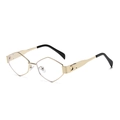 Golden diamond-shaped geometric sunglasses with polished metal frame and black temple tips - Gold Frame Anti-blue Light