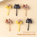 Pics à fruits chiot pour bento, lot de 6 mini-fourchettes animaux pour goûter - Style de chat
