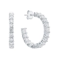 S925 sterling silver hoop earrings with round clear zircon stones in a silver finish - 4MM Fully Iced Round Hoops