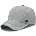 Grey quick-dry mesh baseball cap for men featuring a small sports emblem detail - Adjustable / Light Gray