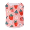 Rosa Hundeweste mit Erdbeermuster aus atmungsaktivem Stoff für kleine Haustiere - XS / Rosa Erdbeere Stil