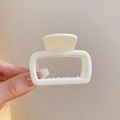 Pince à cheveux rectangulaire blanc mat pour cheveux fins tenue en main pour coiffage - Environ 5*4cm / Crème mate