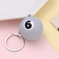 Creative number 6 grey billiard ball keychain with silver ring on pastel background - No.6/Grey