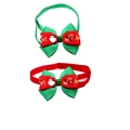 Christmas pet bow tie set in red and green with festive snowman and snowflake patterns - VN444-8-Red and Green Bow Tie Set
