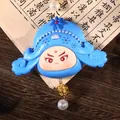 Cute capybara figurine with blue Peking Opera face mask and pearl pendant charm - W1221-2 Opera Figure Blue Hat