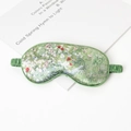 Van Gogh oil painting style floral silk sleep mask in green satin with elastic strap - #1 Daubigny's Garden