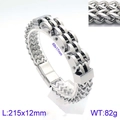 Pulsera para hombre de doble fila en acero de titanio, estilo mecánico, 215x12mm, 82g - Estilo Semicircular Color Acero (KB138790-KFC)