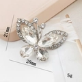 Silver alloy butterfly pendant with clear crystals measuring 21mm by 28mm for DIY jewelry - D1468 Marquise Butterfly (White)
