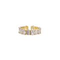 Elegant gold open ring featuring alternating oval white cat-eye stones and cubic zirconia - White Cat's Eye Style (Style A)