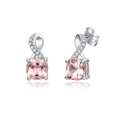 Orecchini in argento S925 con pietre rosa taglio cushion e design infinito con pavé - Rosa / Argento 925