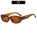 Retro leopard print rectangle sunglasses with dark brown lenses for a stylish look - Demi Frame Tea Lens