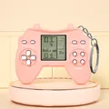 Pink mini handheld Tetris game console keychain with classic joystick buttons - Bag Packaging / Macaron Orange