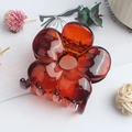 Glossy amber flower hair claw clip in translucent resin for elegant ponytail styling - Glossy Coffee Striped