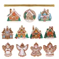 Christmas gingerbread house and angel ornaments set of 11 in festive colors for tree decoration - Angel and House Set (11Pcs)
