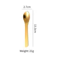 Golden stainless steel dessert spoon with mirror finish and 13.3cm length for coffee - Spoon / Gold