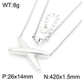 Polished silver stainless steel necklace with a hollow star-shaped pendant on box chain - Silver Minimalist X-Shape Pendant Style (KN286405-HM)