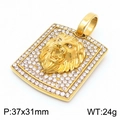 Colgante de cabeza de león hip hop dorado con pavé de circonitas brillantes, 37x31mm - Colgante de Cabeza de León Dorado (Sin Cadena) (KP130463-MZOZ)