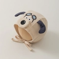 Détail du bonnet en tricot pour bébé avec broderie de chien, oreilles 3D et liens de serrage - 36-45cm(0-12 Mois) / Beige