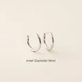 Polished S925 sterling silver hoop earrings with 9mm inner diameter in silver finish - 9mm / White Gold