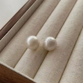 Off-white Matte Round Studs 26# Silver Pin - Acrylic Pearl Stud Earrings