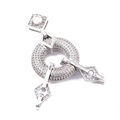 Silver jewelry connector with micro-pave crystals and sparkling diamond-shaped accents - Style-L0303-B (Silver 3-Arm Pave Clasp)