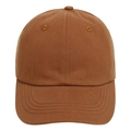 Close-up of caramel cotton twill baseball cap showing stitch detail and six-panel structure - Caramel color