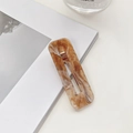 Fermaglio per capelli rettangolare con motivo marmorizzato marrone e bianco - 6.5cm / Caffè Scuro