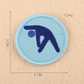 5cm round embroidered patch with blue athlete silhouette on light blue fabric - Light Blue Diving