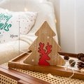 20cm wooden Christmas tree ornament with a red reindeer cutout for holiday decor - Wooden Tree Reindeer
