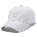 White breathable laser-cut baseball cap with embroidered shield logo and mesh panels - One Size(Adjustable) / White