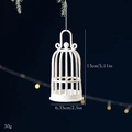 White birdcage Christmas tree ornament with glitter snow finish and silver hanging loop - Birdcage White Gold Pendant