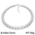 Collana a catena a tre file in acciaio al titanio argento con chiusura a moschettone - Collana / Argento (KN295295-ZCG)