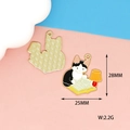 Enamel black and white cat reading pendant for DIY keychains and jewelry decor - Cat Reading with Lamp