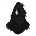 Unique black faux fur plush shoulder bag with fluffy texture and stylish top handle - Black