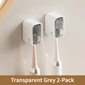 2-pack of transparent gray wall-mounted dustproof toothbrush covers for bathroom storage - Transparent Gray - 2 Pack