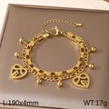 Gold double-layered heart pendant bracelet with infinity symbol and sphere charms - Infinity Symbol Portrait Heart Style (KB203675-Z)