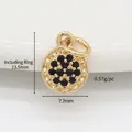 Goldener runder Anhänger mit schwarzen Steinen für DIY-Schmuck, 13,5 mm Höhe - Kleiner Gold Schwarzer Zirkonia Runder Anhänger