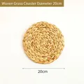 Décoration murale ronde en paille de jacinthe d'eau 20cm avec tissage en spirale - Décoration Murale en Herbe de Gourde 20CM